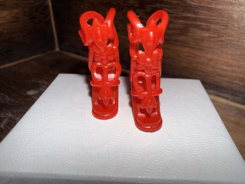 Barbie Doll Red Filigree Gladiator Style Boots Shoes